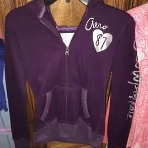 Purple Aeropostale Zip-Up Fleece Hoodie